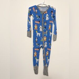 Little Sleepies Dapper Dogs Blue Zip One Piece Pajamas